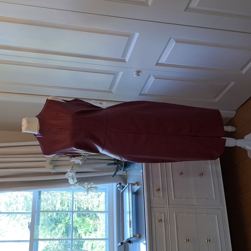 NWT ALEXIA ADMOR Womens Burgundy Faux Leather Sleeveless Pencil Midi Dress‎ S-4